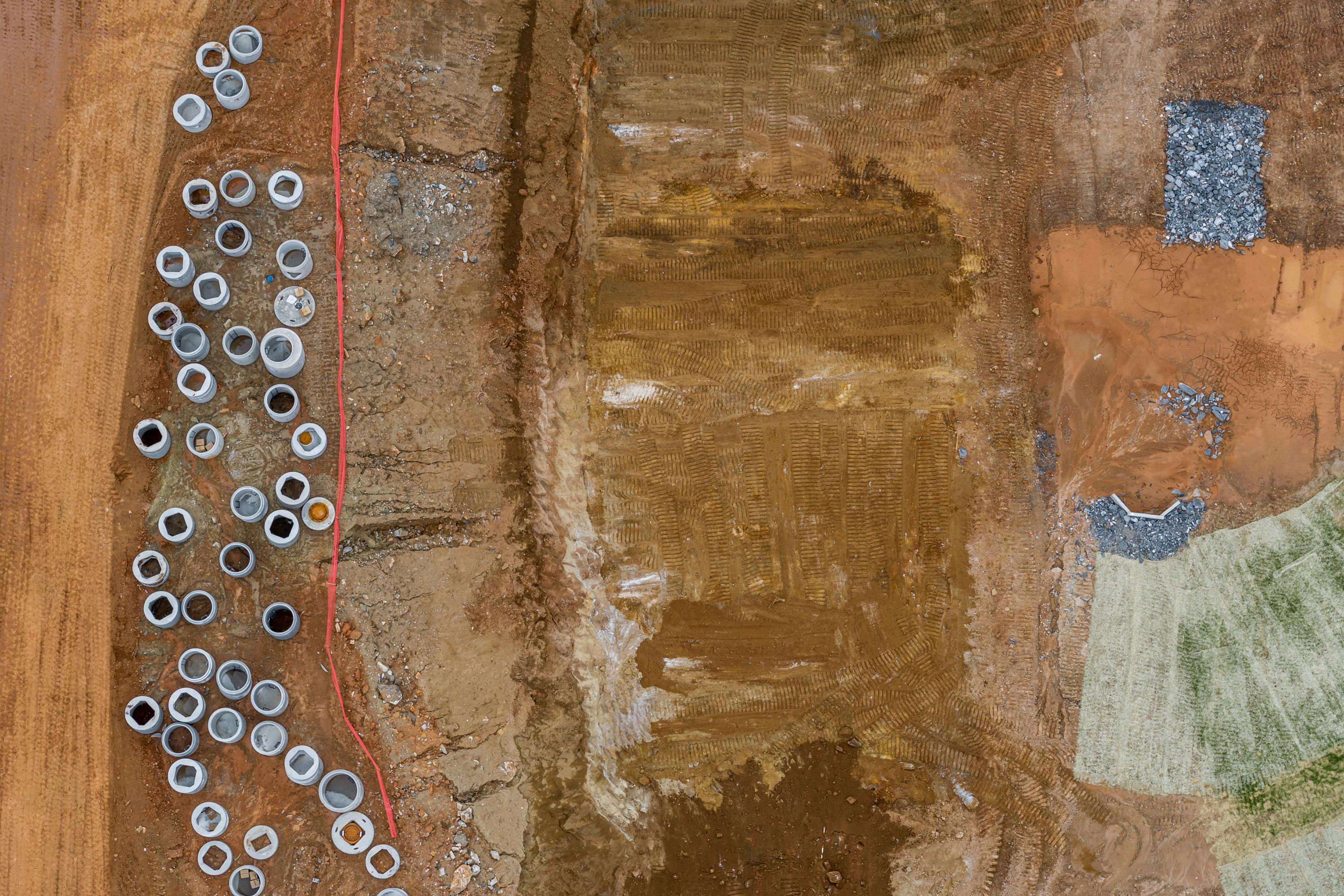 Peter Essick Abstract Photograph - "Construction Site, Snellville, GA #4" Aerial Landscape Photography, Ansel Adams