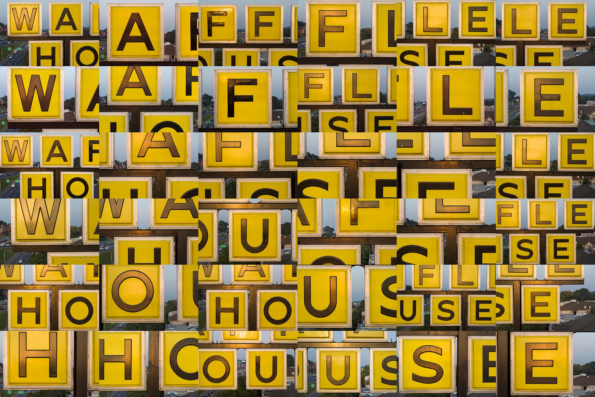 Peter Essick Abstract Photograph - "Waffle House Sign, Georgia X 36" - Composite Image Photography - Cubism