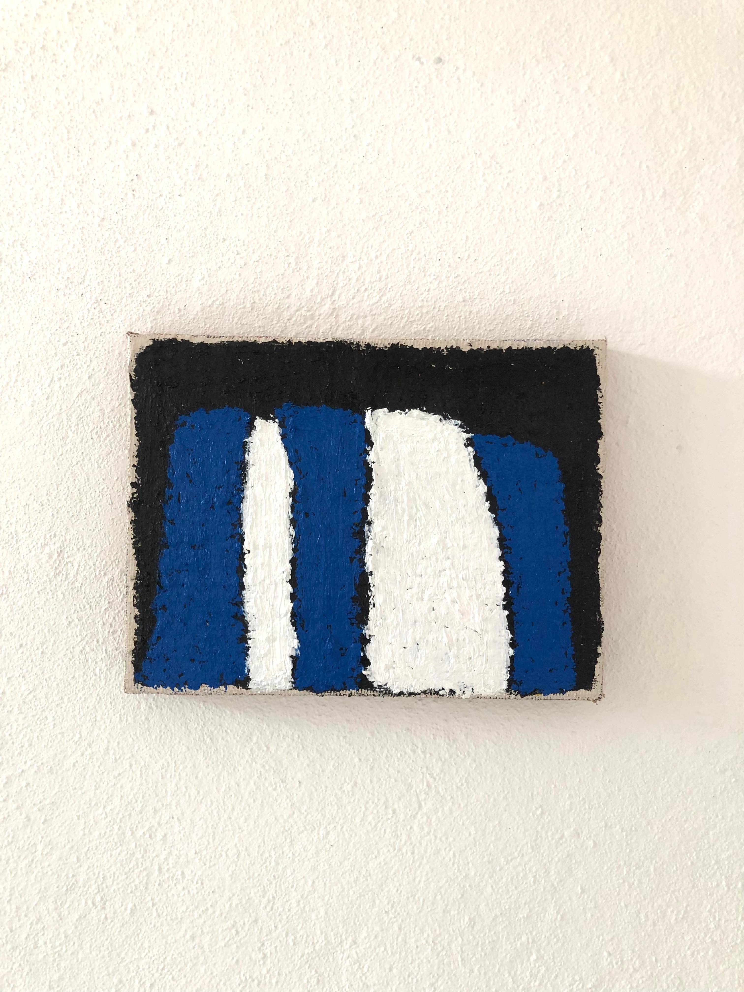 ABSTRACT Contemporaneo Geometrico Blu Bianco Peter Evans Londra Nuovo Artista Brasile 2