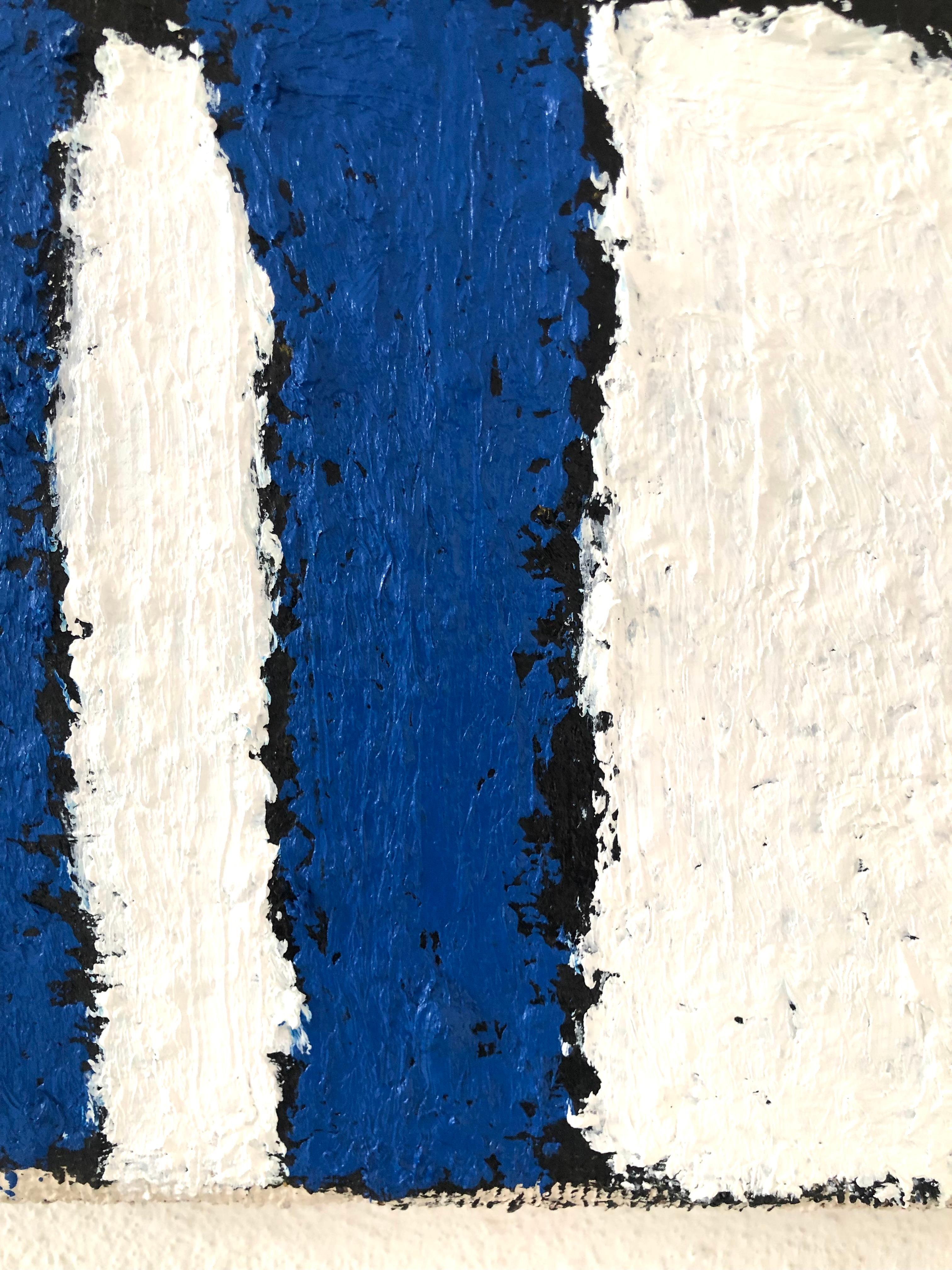 ABSTRACT Contemporaneo Geometrico Blu Bianco Peter Evans Londra Nuovo Artista Brasile 5