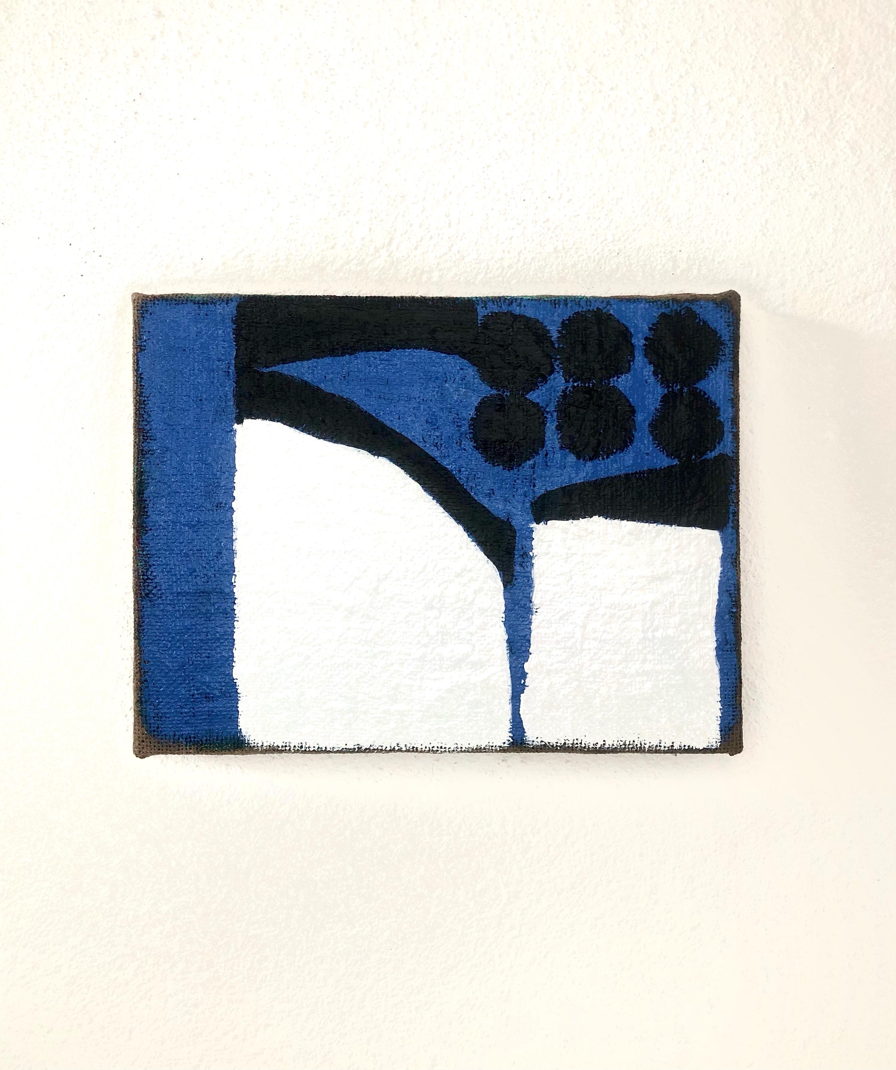 ABSTRACT Contemporaneo Geometrico Blu Bianco Peter Evans Londra Nuovo Artista Brasile in vendita 5