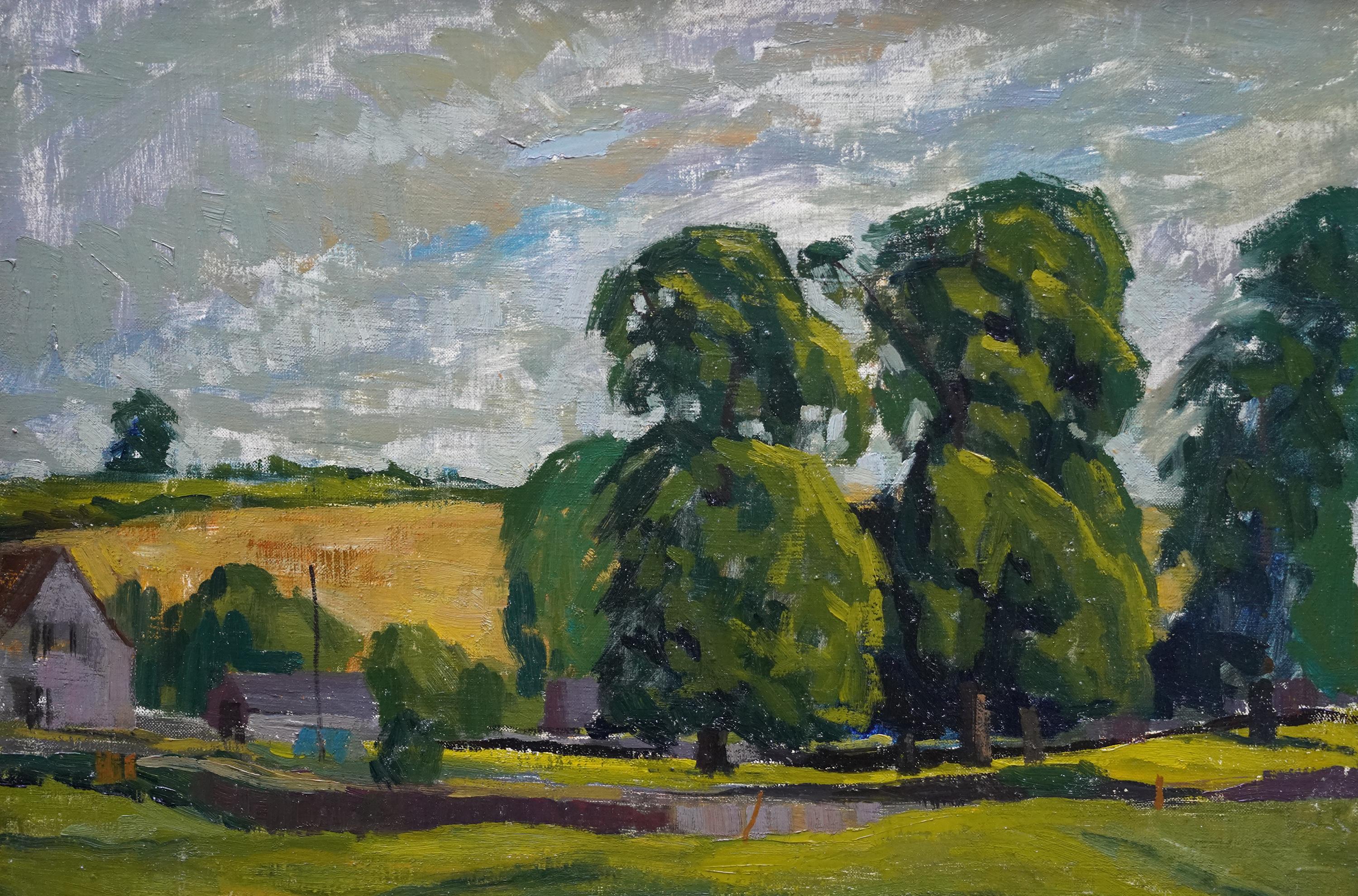 Wiltshire Landschaft - Britische 1950's Post Impressionist Kunst Ölgemälde (Post-Impressionismus), Painting, von Peter Field