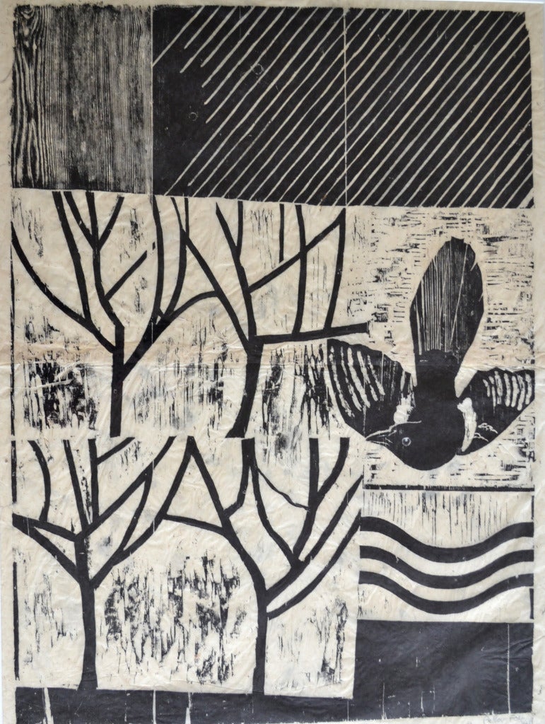 Peter Fox Abstract Print - The Magpie in the Orchard: Contemporary Print