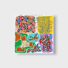 "Grifter Fix", Modernist Mixed Media Painting on Wood Panel, 12x12