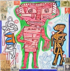 Modernist Mixed Media Painting, "Raconteur"