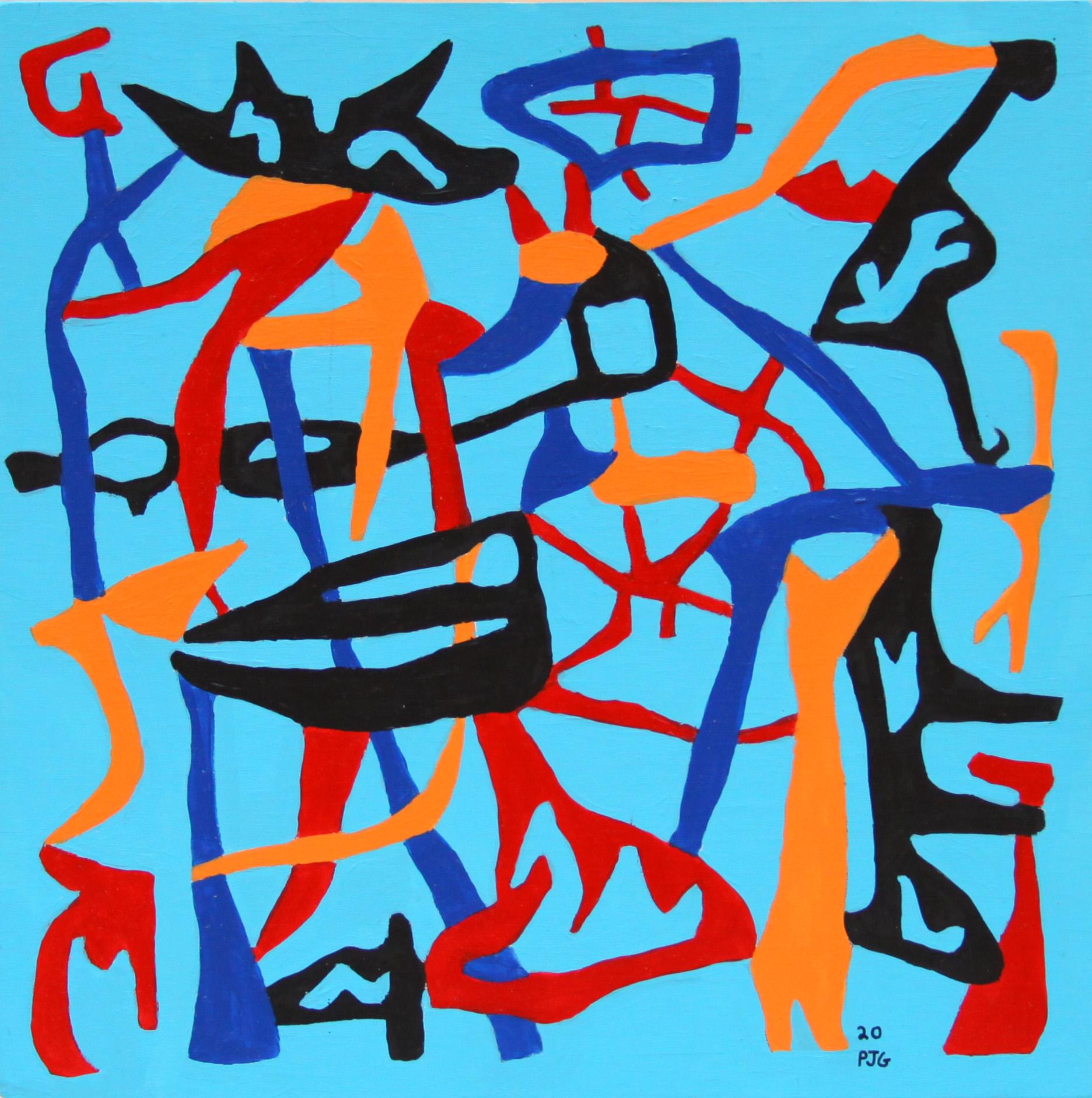 Peter Geise  Abstract Painting - Modernist Painting, "Modernist Construct (Retro Abstract)"