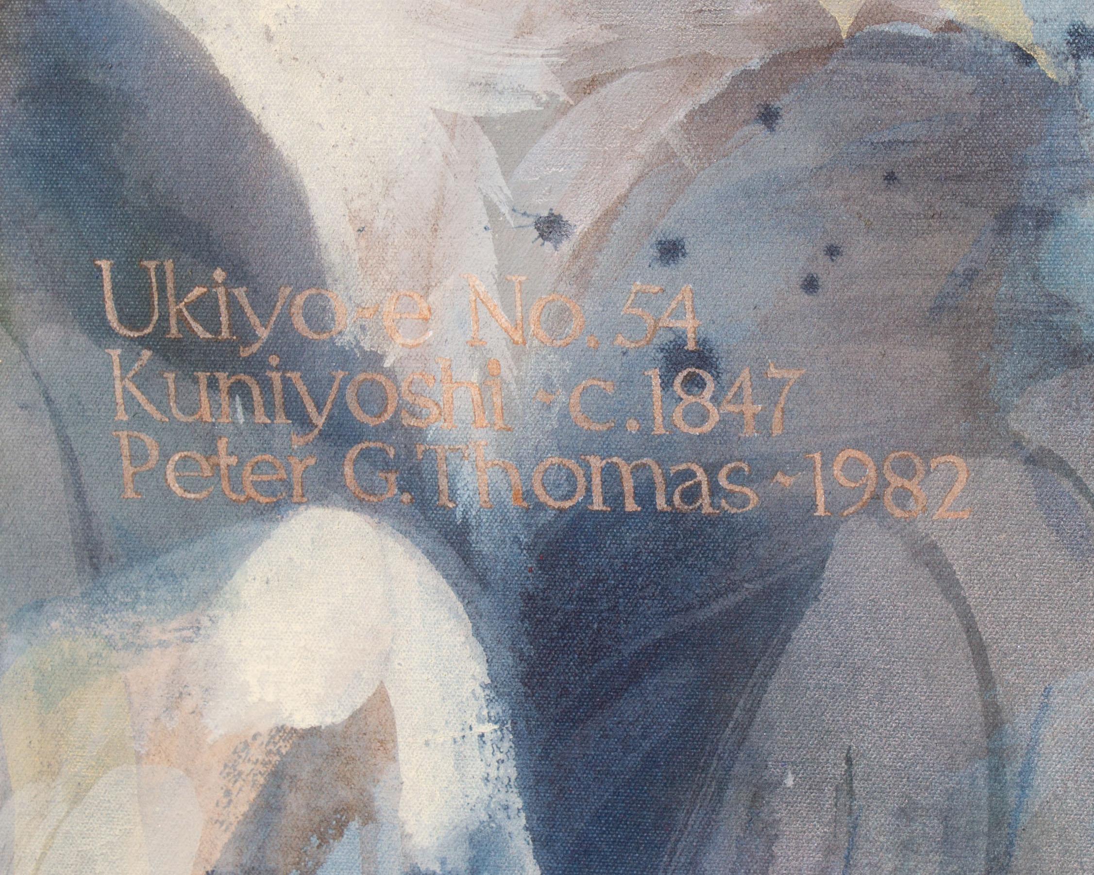 American Peter Gethin Thomas Signed 1982 “Ukiyo-e No. 53 Kuniyoshi C. 1847” Oil Painting