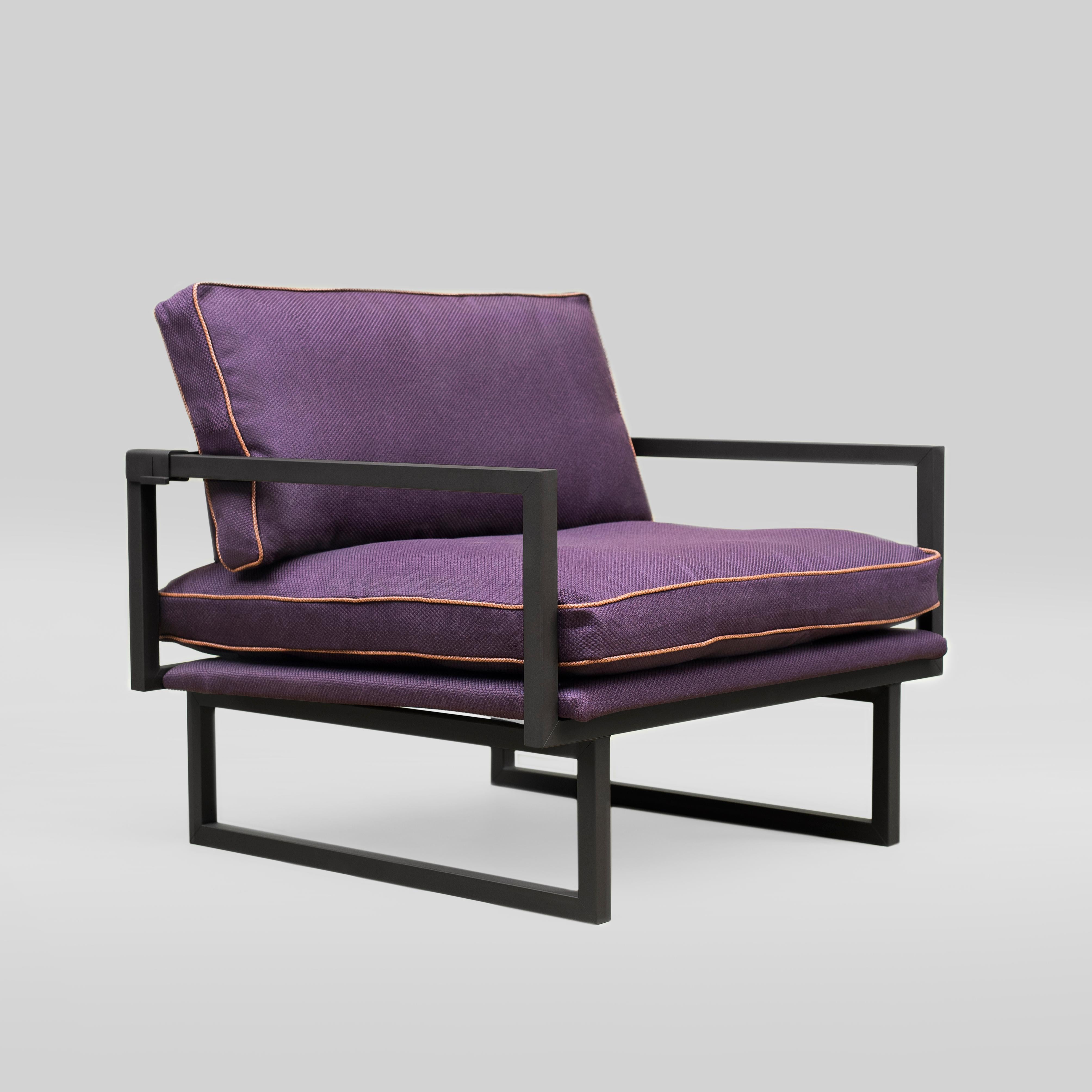 Contemporary Peter Ghyczy Armchair Urban Brad 'GP01' Ristretto or Purple Fabric