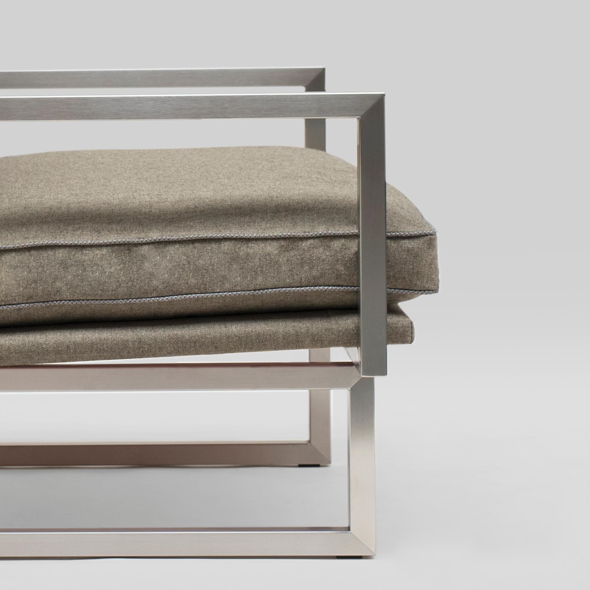 Modern Peter Ghyczy Armchair Urban Brad 'GP01' Stainless Steel Matt / Sand Fabric