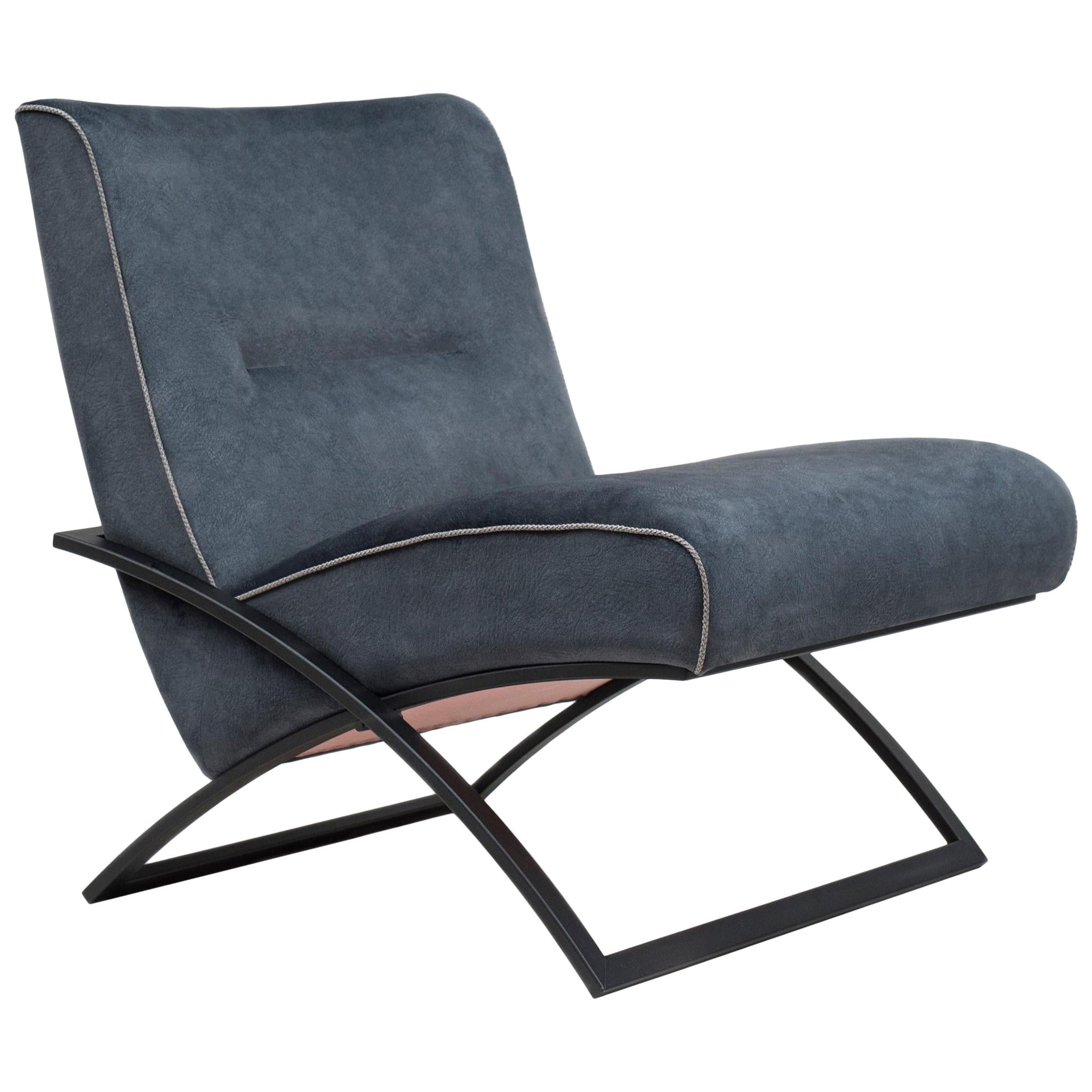 Peter Ghyczy Armchair Urban Wave 'GP03' Charcoal / Dark Blue Fabric For Sale at 1stDibs