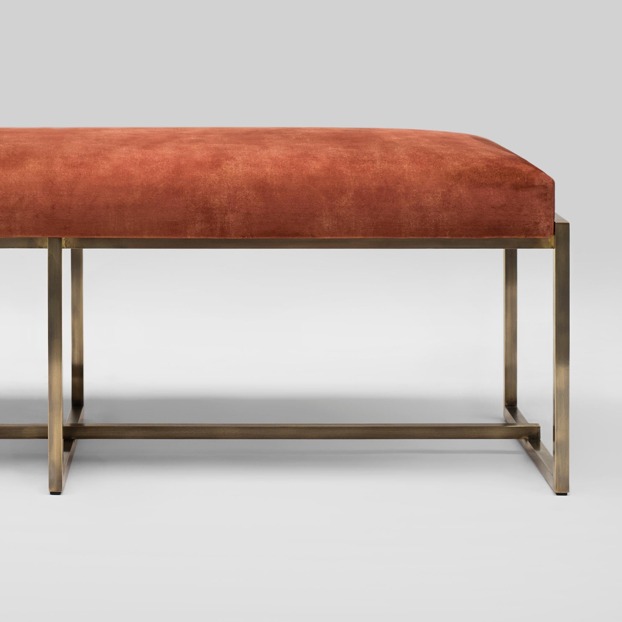 Peter Ghyczy Bench Urban Grace 'GB03' Brass Aged / Orange Fabric In New Condition In Barcelona, Barcelona