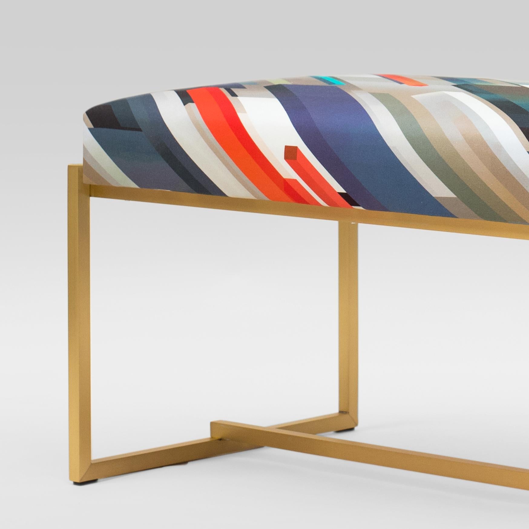 Peter Ghyczy Bench Urban Grace 'GB03' Brass Matt / Cubiste Fabric In New Condition In Barcelona, Barcelona