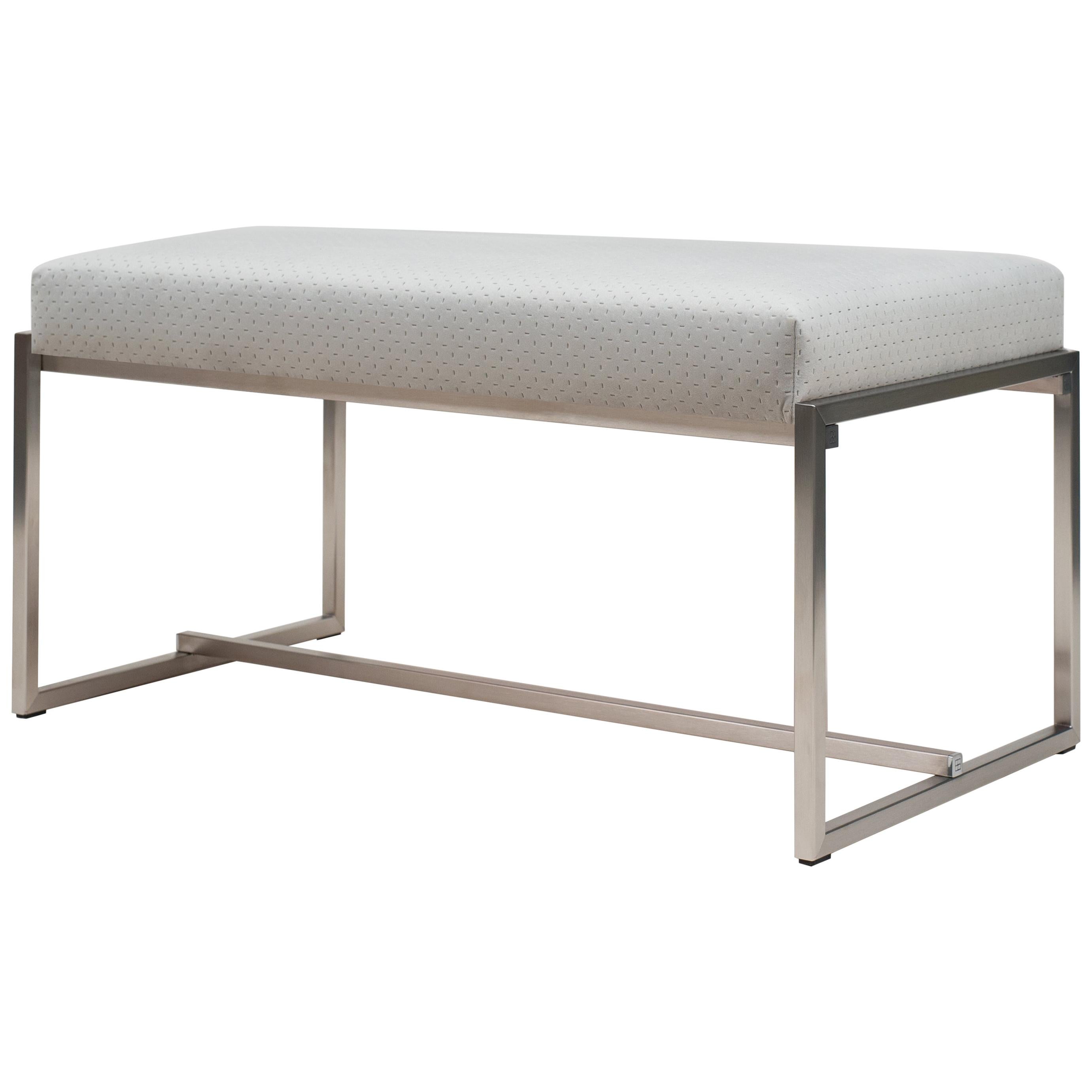 Peter Ghyczy Bench Urban Grace 'GB03' Stainless Steel Matt  / Pale Grey Fabric