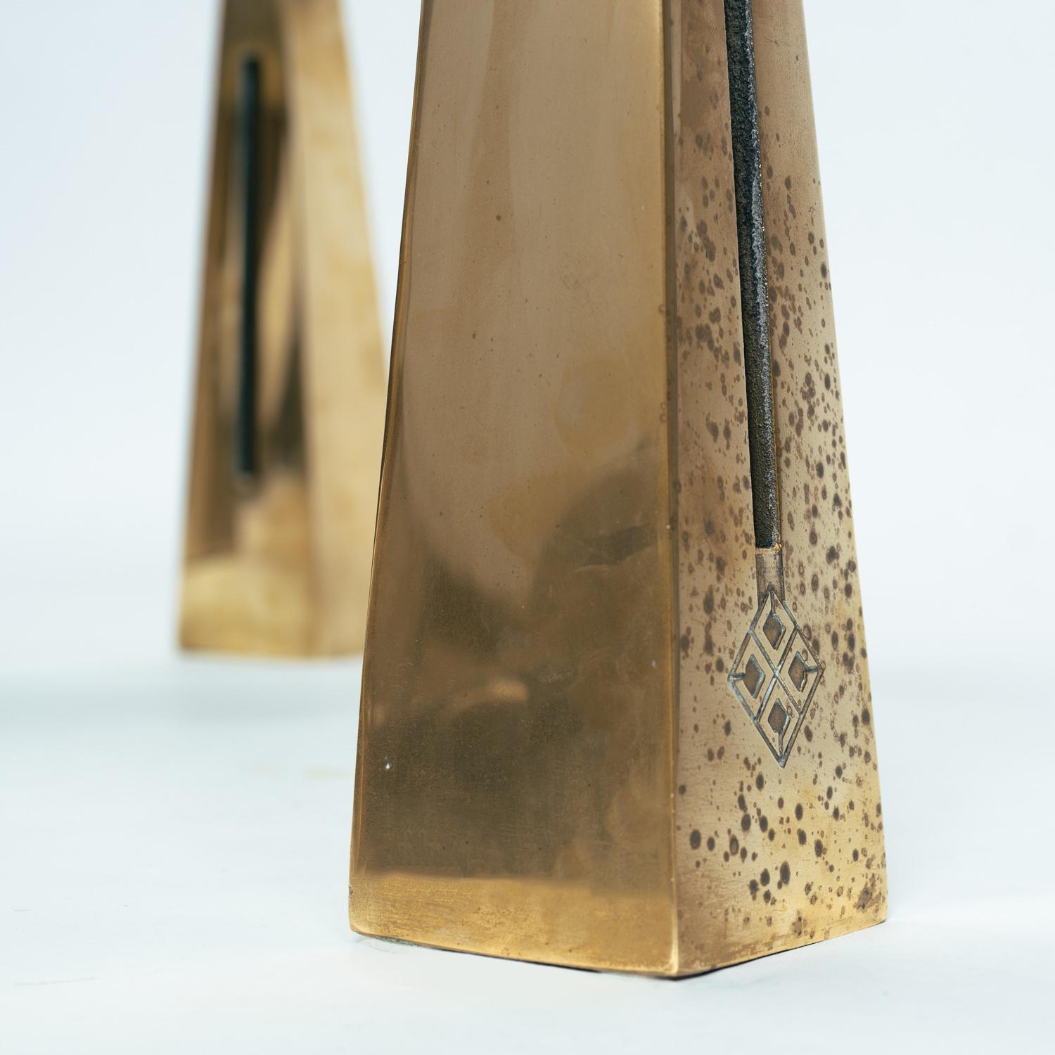 Laiton Table basse en laiton et verre Peter Ghyczy, Pays-Bas, années 1980 en vente