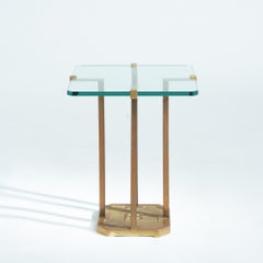 Peter Ghyczy brass glass t18 side table brutalist classic , 1970s