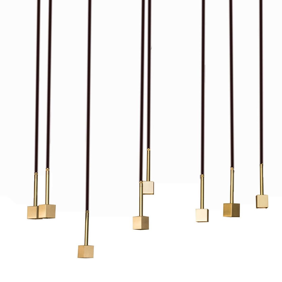 Ceiling lamp designed by Peter Ghyczy in 2009.
Manufactured by Ghyczy (Netherlands)

MW29 Cluster is a pendant lamp with 14 spots. The lamp can be used as a pendant lamp which can be dimmed. The lamp-socket is casted metal. Sand casting is a