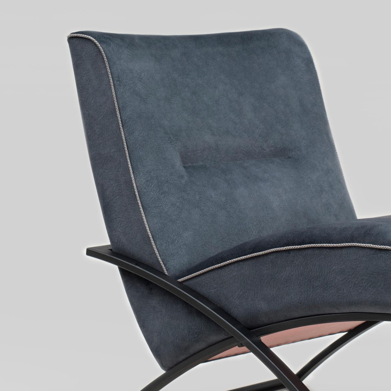 Modern Peter Ghyczy Armchair Urban Wave 'GP03' Charcoal / Dark Blue Fabric