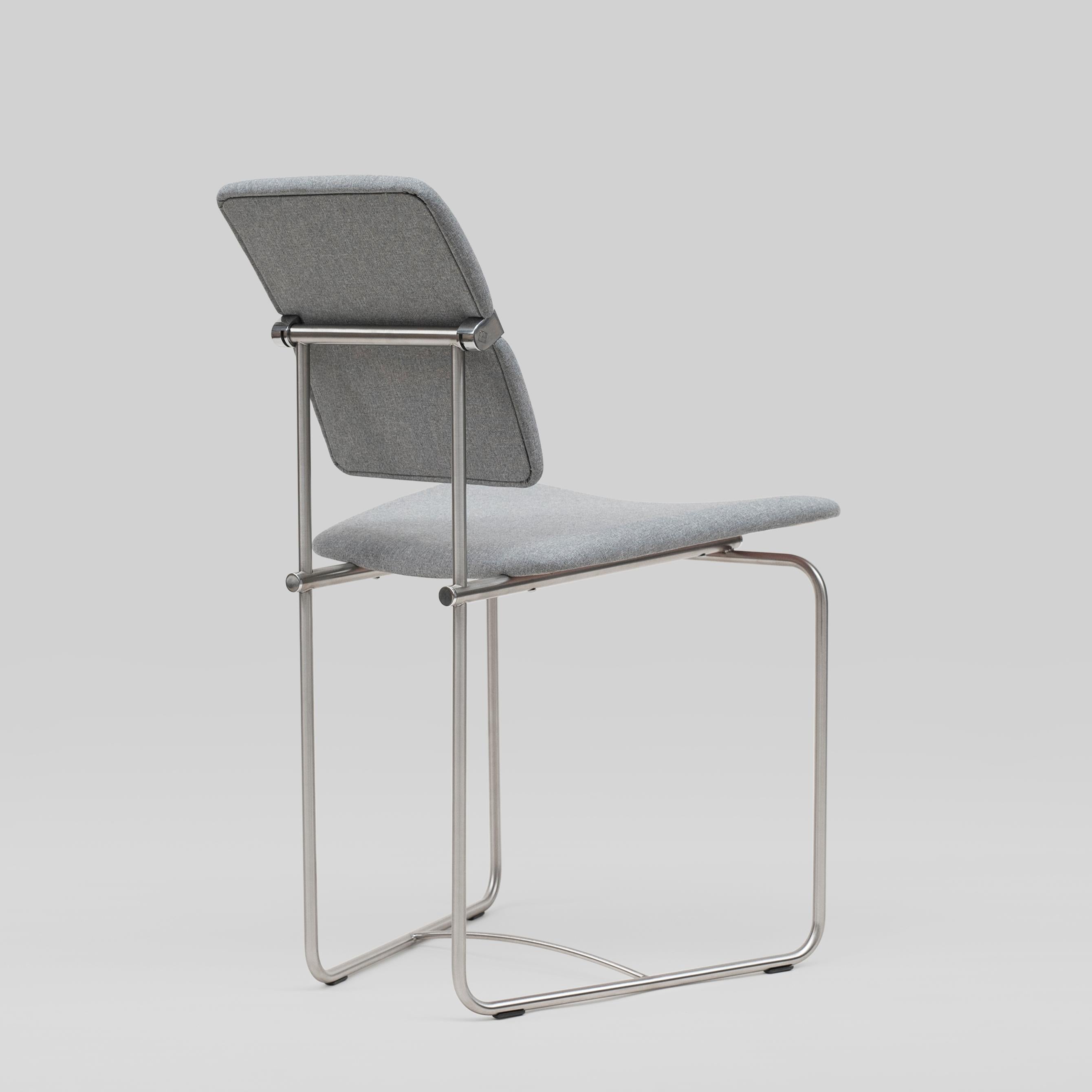 Peter Ghyczy Chair Urban Jodie ‘S02’ Stainless Steel Matt / Grey Fabric In New Condition In Barcelona, Barcelona