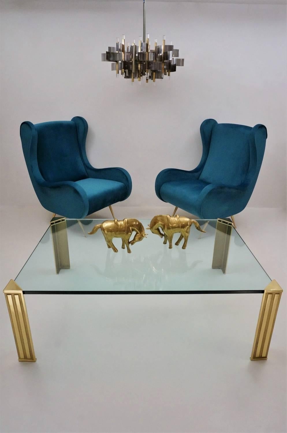 Post-Modern Peter Ghyczy Coffee Table, Brass and Glass, circa 1990s, Dutch For Sale