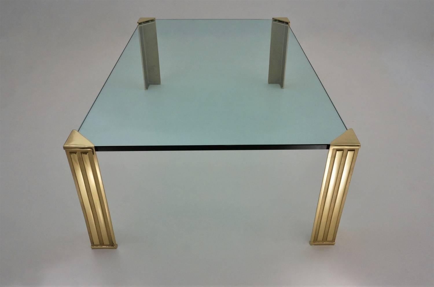 Peter Ghyczy Coffee Table, Brass and Glass, circa 1990s, Dutch For Sale 1