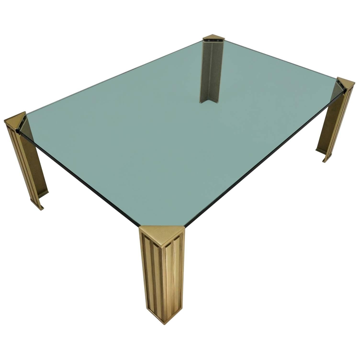 Peter Ghyczy Coffee Table, Brass and Glass, circa 1990s, Dutch For Sale