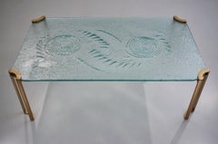 Peter Ghyczy Coffee Table, Brutalist Glass and Gold Lacquer, circa 1980s, Dutch