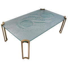 Peter Ghyczy Coffee Table, Brutalist Glass and Gold Lacquer, circa 1980s, Dutch