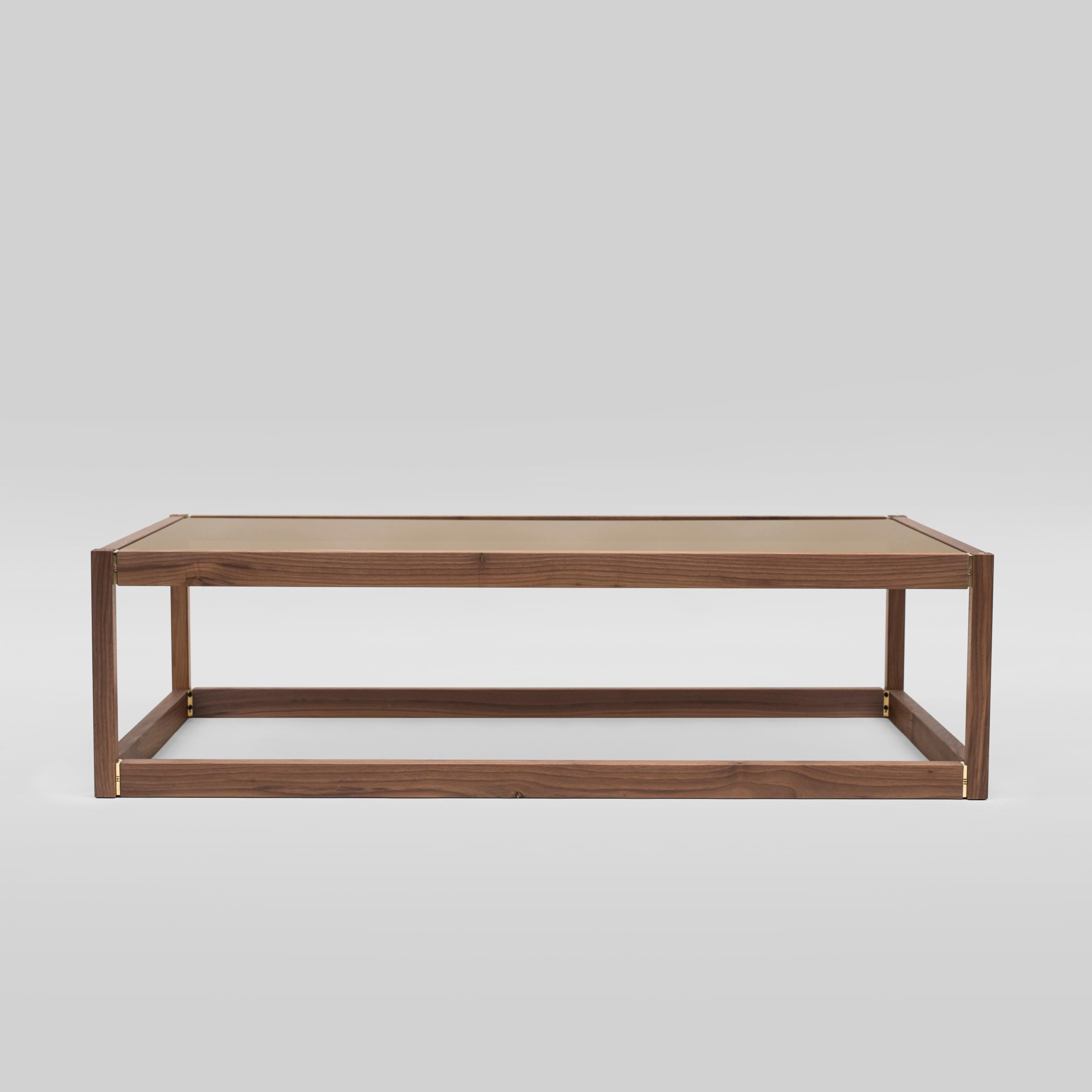 Dutch Peter Ghyczy Coffee Table Embassy Kirk ‘T83’ Walnut / Tinted Bronze