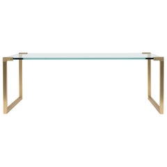 Peter Ghyczy Coffee Table Pioneer T53 Brass Matt / Optiwhite Glass Minimal Style