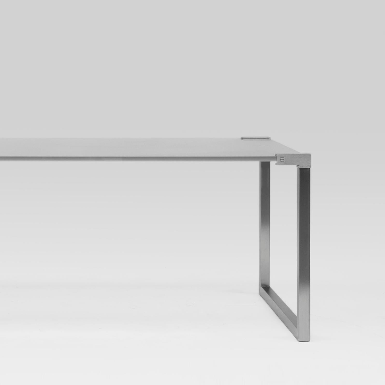 Powder-Coated Peter Ghyczy Coffee Table Pioneer 'T53' Stainless Steel Matt / Satin Glass