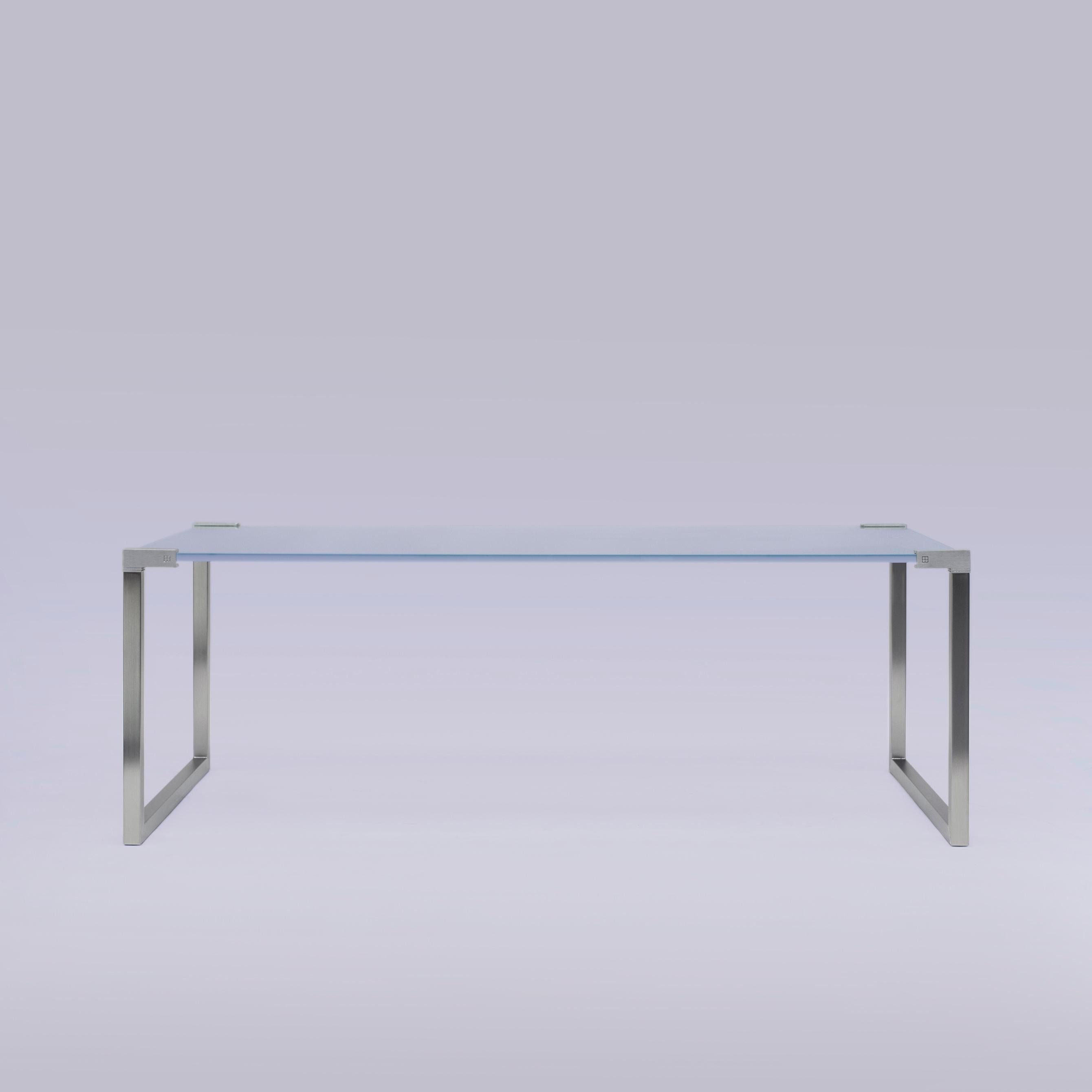 Peter Ghyczy Coffee Table Pioneer 'T53' Stainless Steel Matt / Satin Glass In New Condition In Barcelona, Barcelona