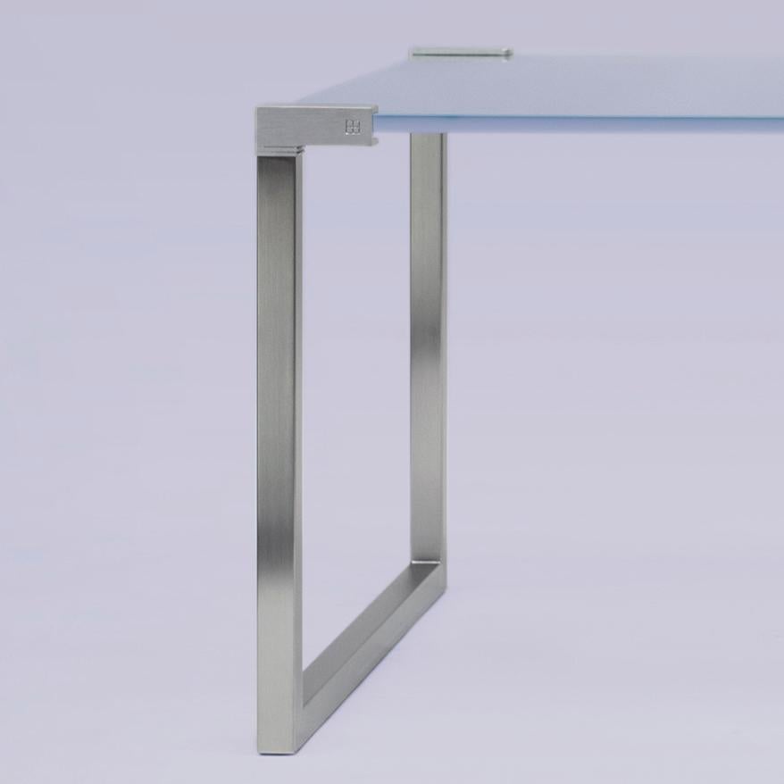Metal Peter Ghyczy Coffee Table Pioneer 'T53' Stainless Steel Matt / Satin Glass
