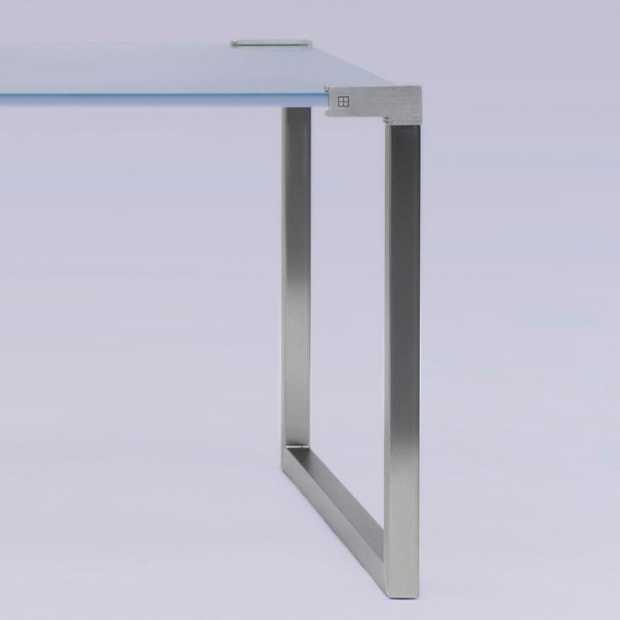 Peter Ghyczy Coffee Table Pioneer 'T53' Stainless Steel Matt / Satin Glass 1