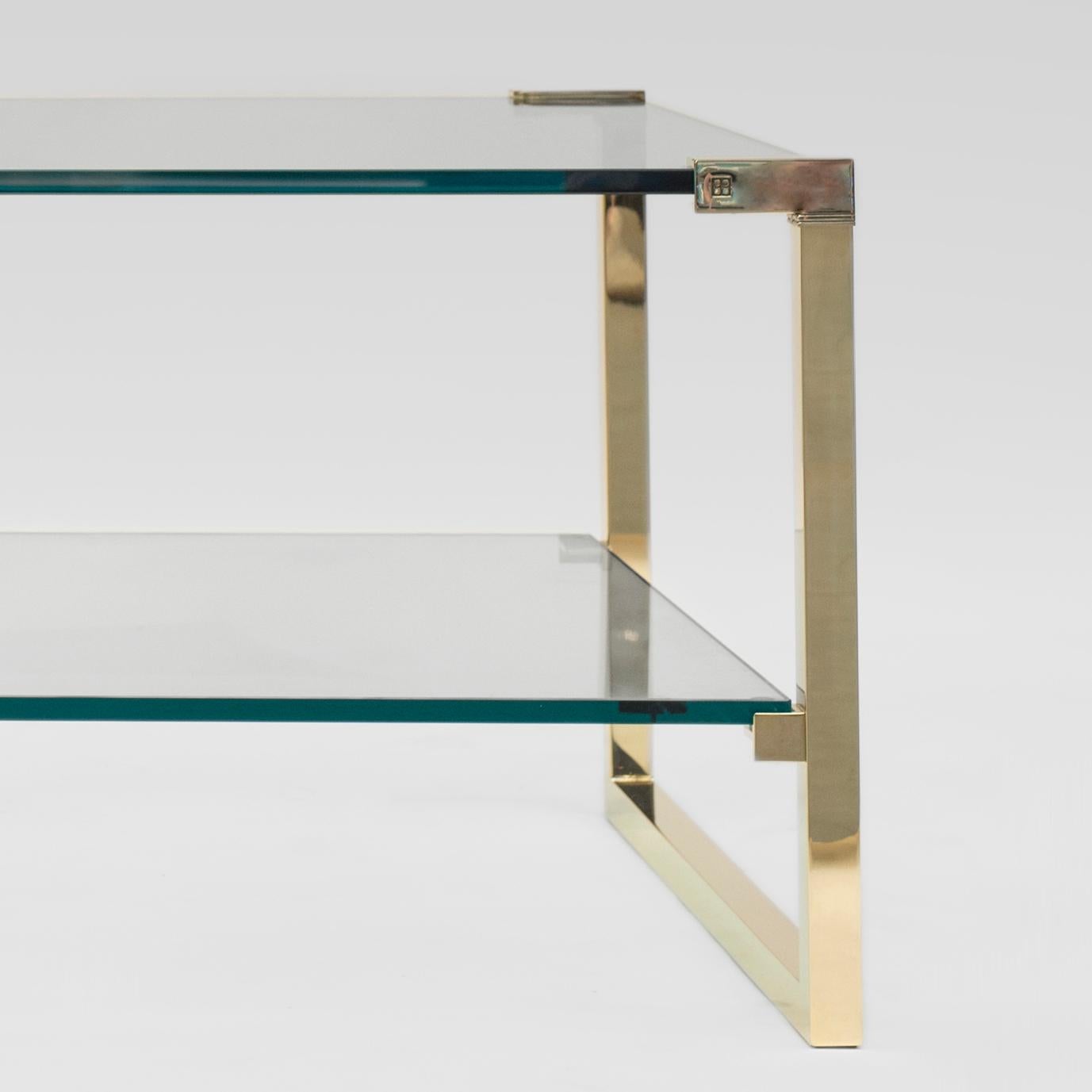 Minimalist Peter Ghyczy Coffee Table Pioneer 'T53D' Brass / Glass