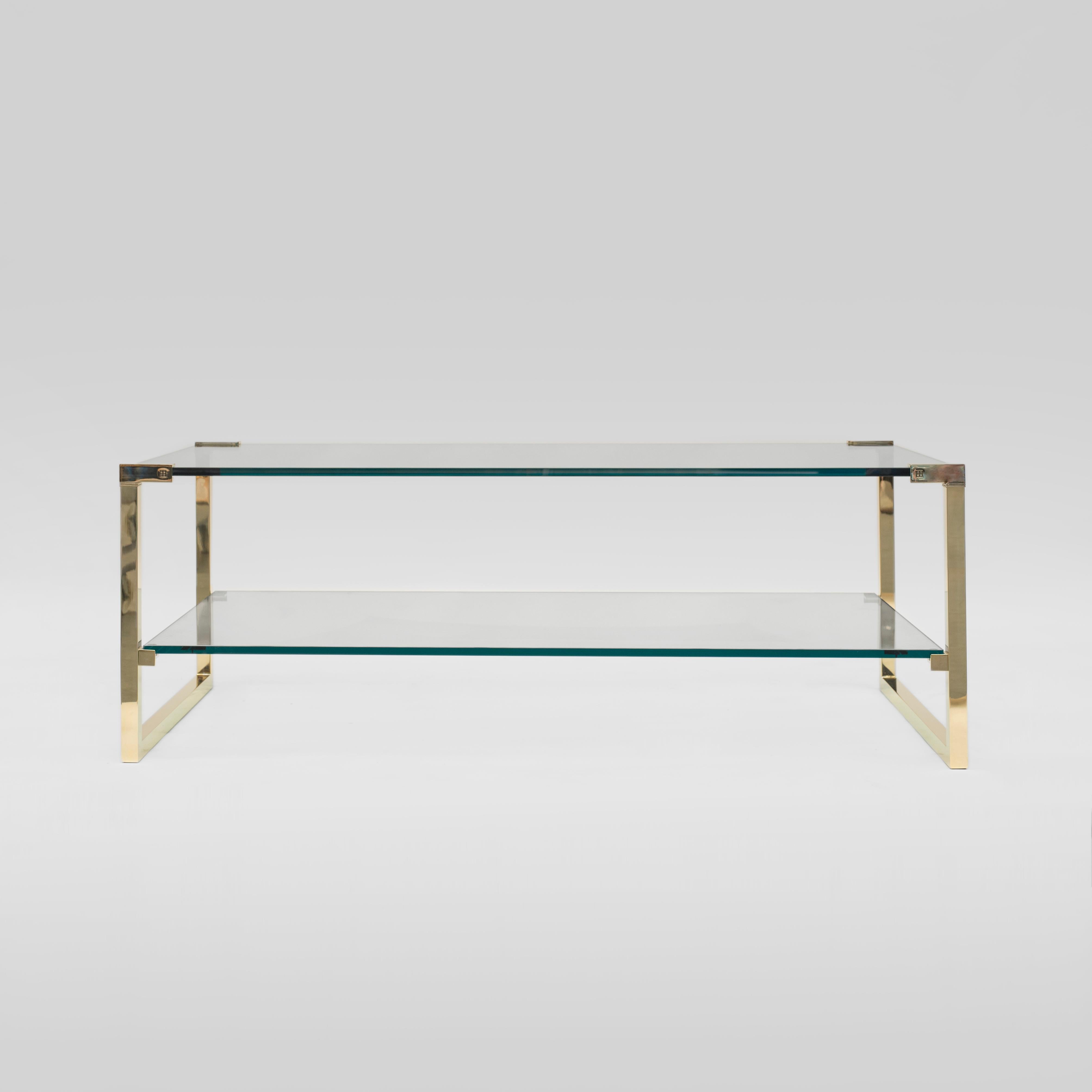 Dutch Peter Ghyczy Coffee Table Pioneer 'T53D' Brass / Glass