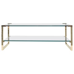 Peter Ghyczy Coffee Table Pioneer T53D Brass Gloss / Clear Glass Minimal Style