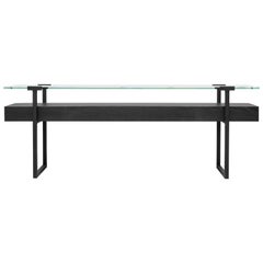 Peter Ghyczy Console Table Pioneer Tron ‘T54/3L’ Charcoal/ Oak or Clear Glass