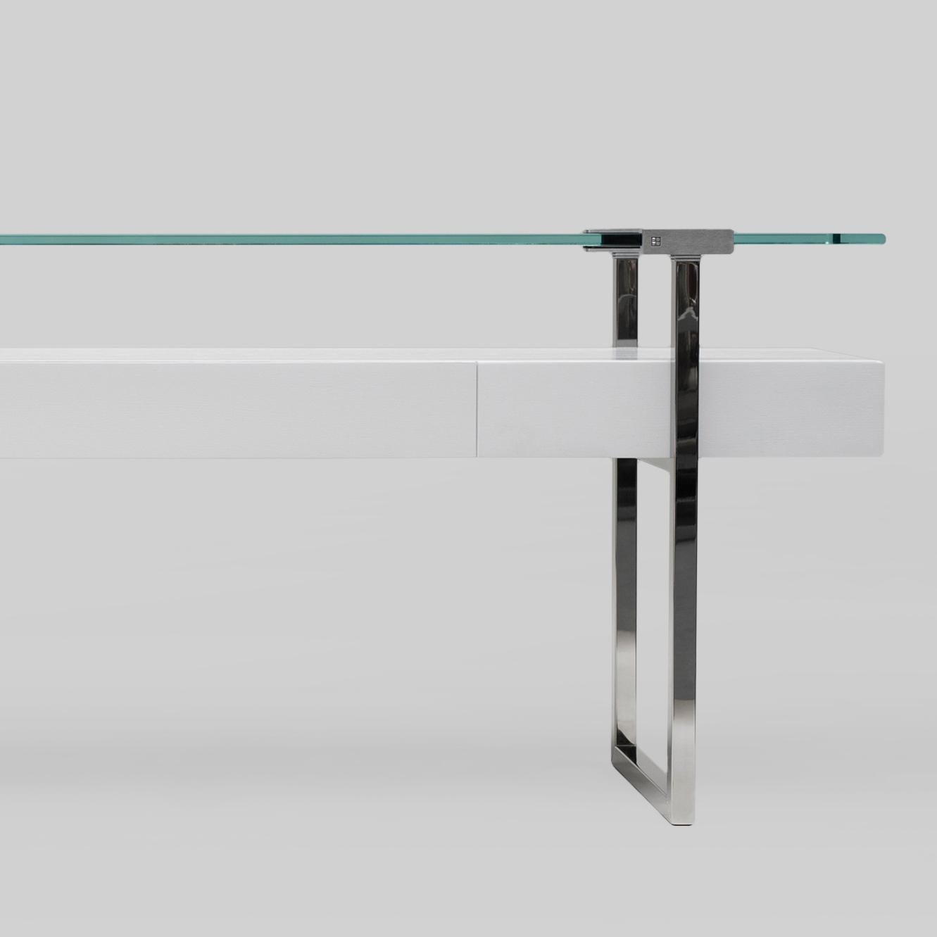 Minimalist Peter Ghyczy Console Table Pioneer Tron 'T54/3L' Stainless Steel / Aluminium