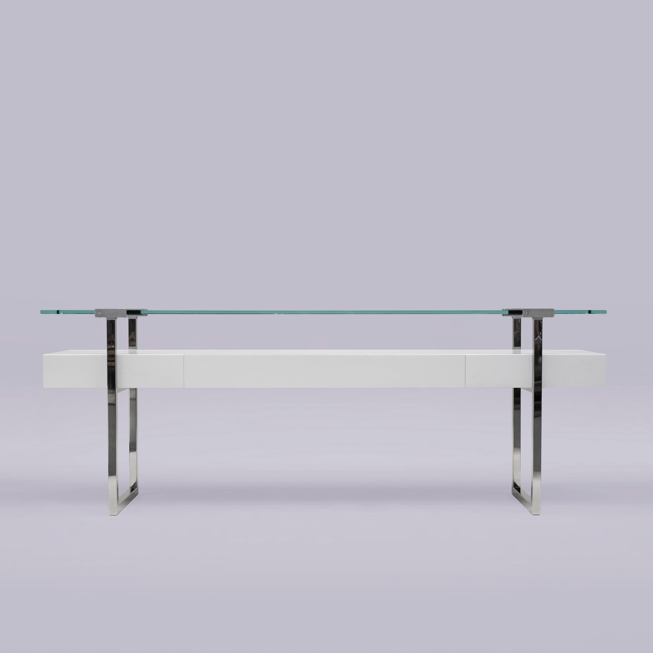 Peter Ghyczy Console Table Pioneer Tron 'T54/3L' Stainless Steel / Aluminium 1