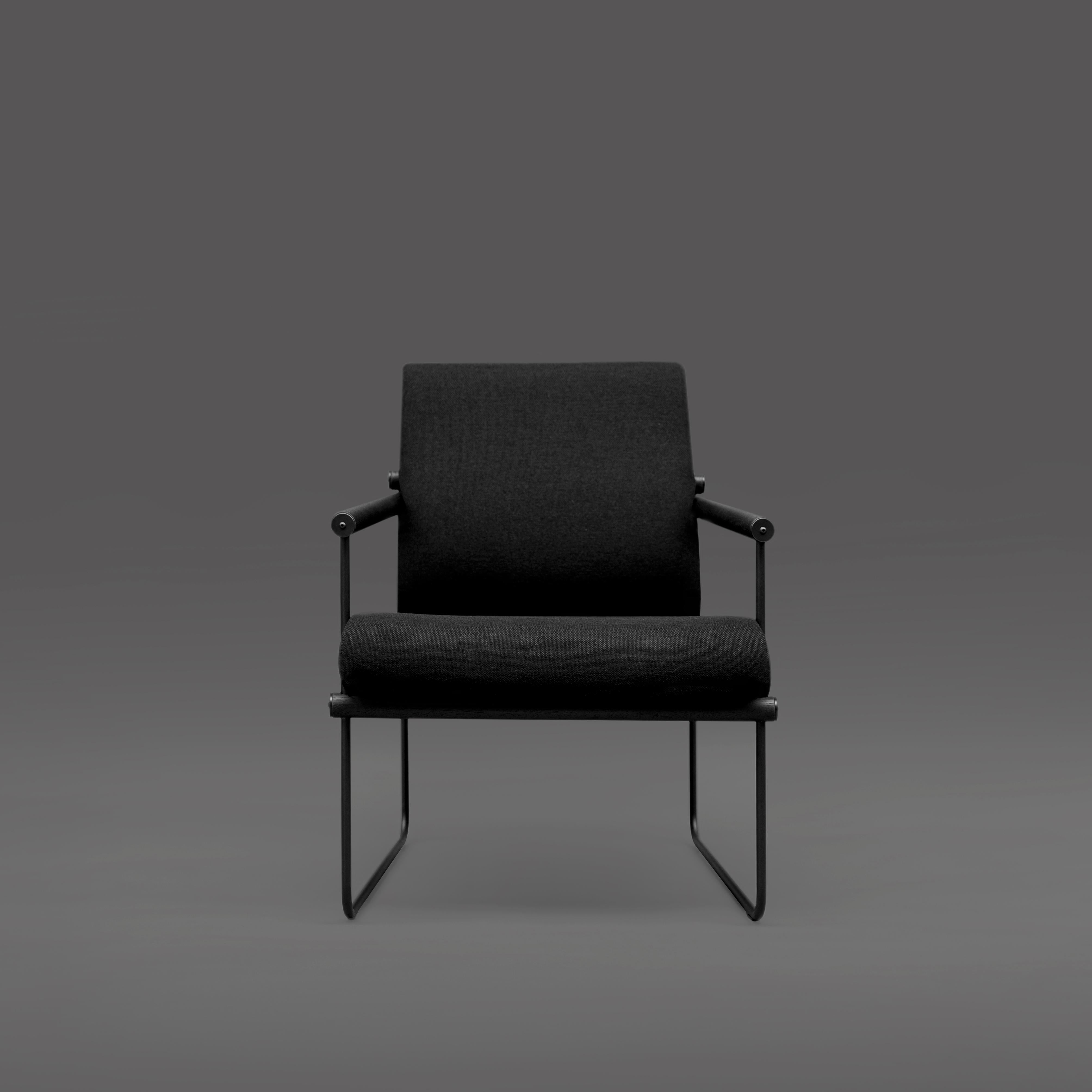 Modern Peter Ghyczy Armchair Safari Audrey 'GP05' Charcoal / Oak / Black Fabric 