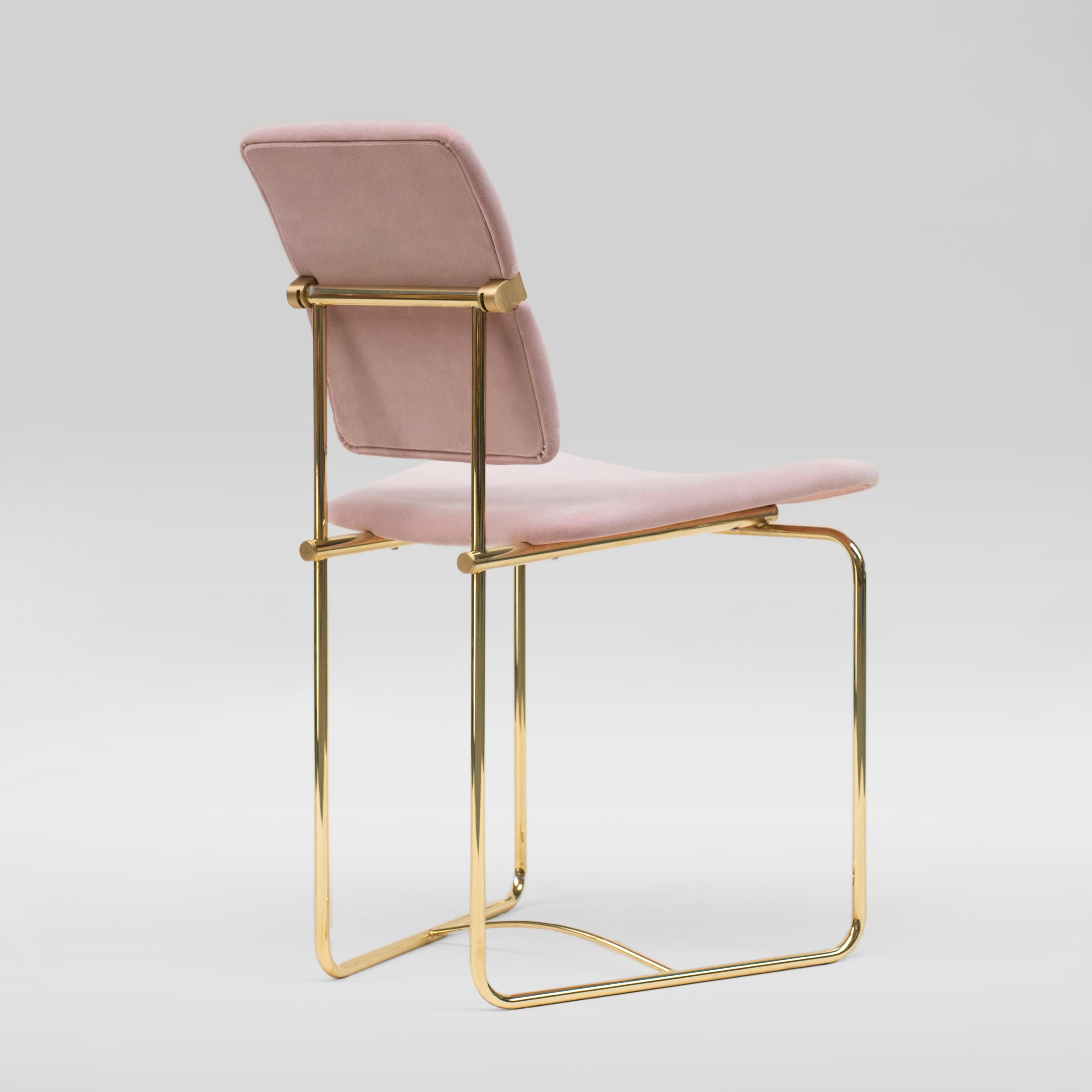 Modern Peter Ghyczy Chair Urban ‘S02’ Brass Gloss / Pink Fabric