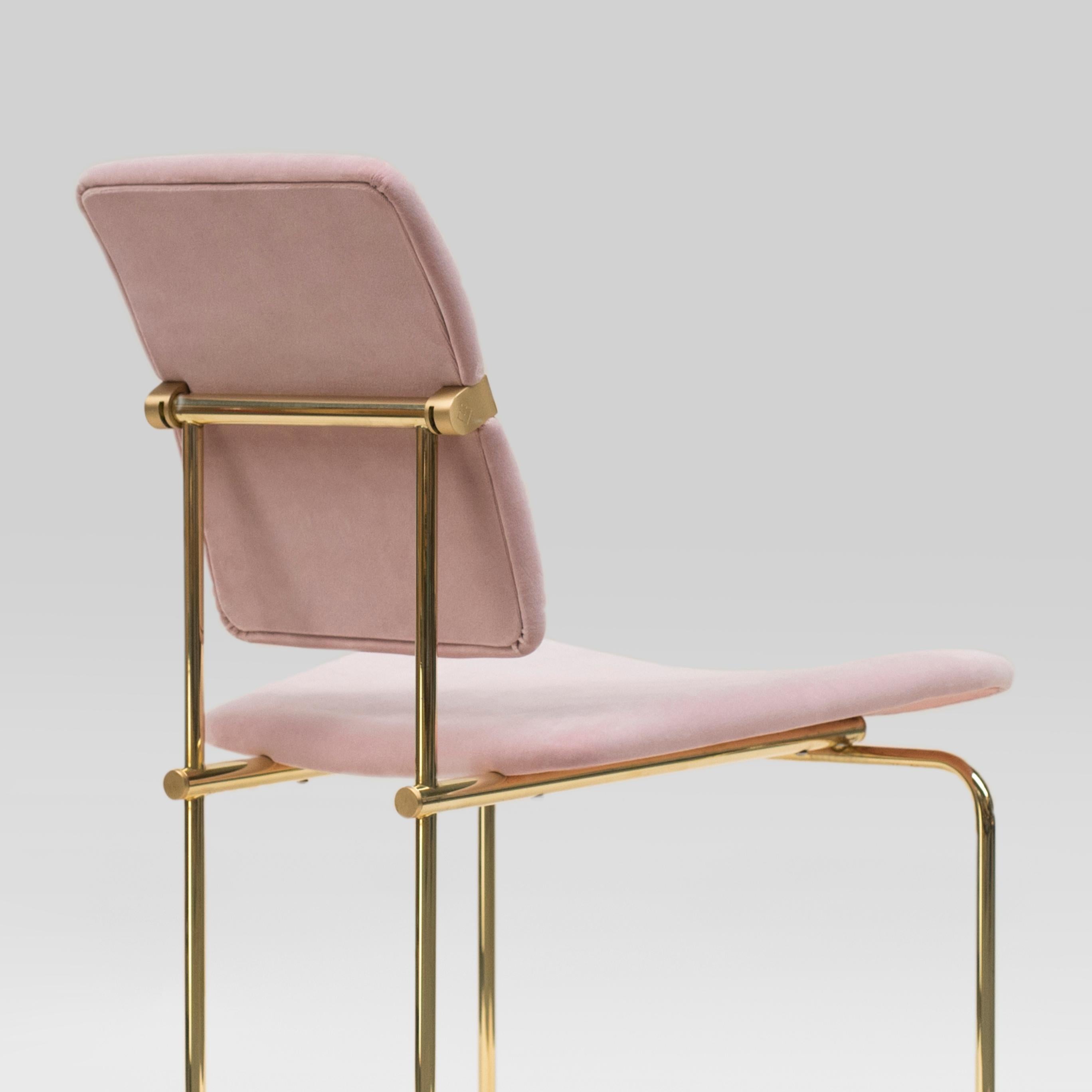 Dutch Peter Ghyczy Chair Urban ‘S02’ Brass Gloss / Pink Fabric