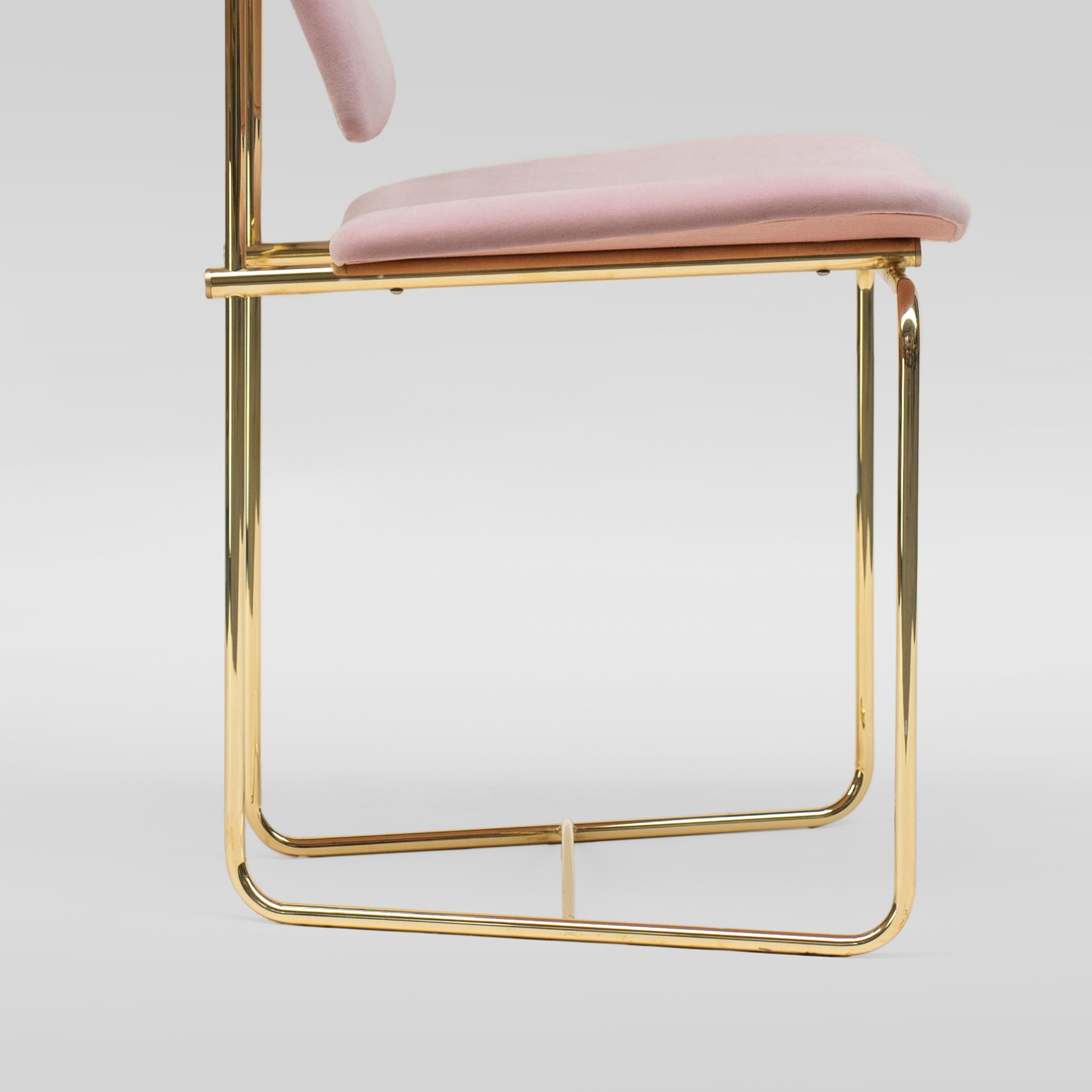 Peter Ghyczy Chair Urban ‘S02’ Brass Gloss / Pink Fabric 1