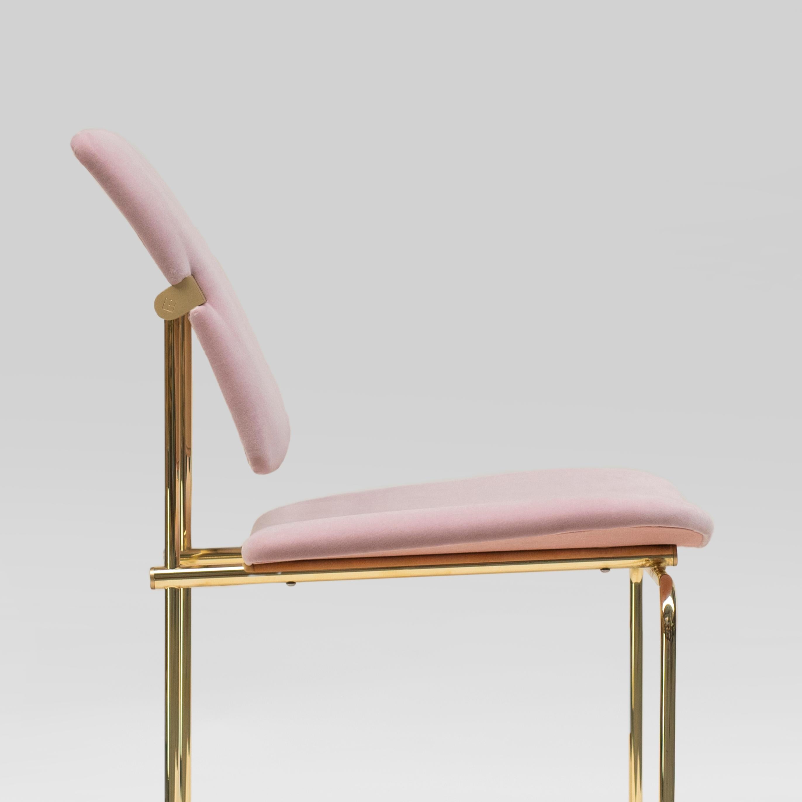 Peter Ghyczy Chair Urban ‘S02’ Brass Gloss / Pink Fabric 2