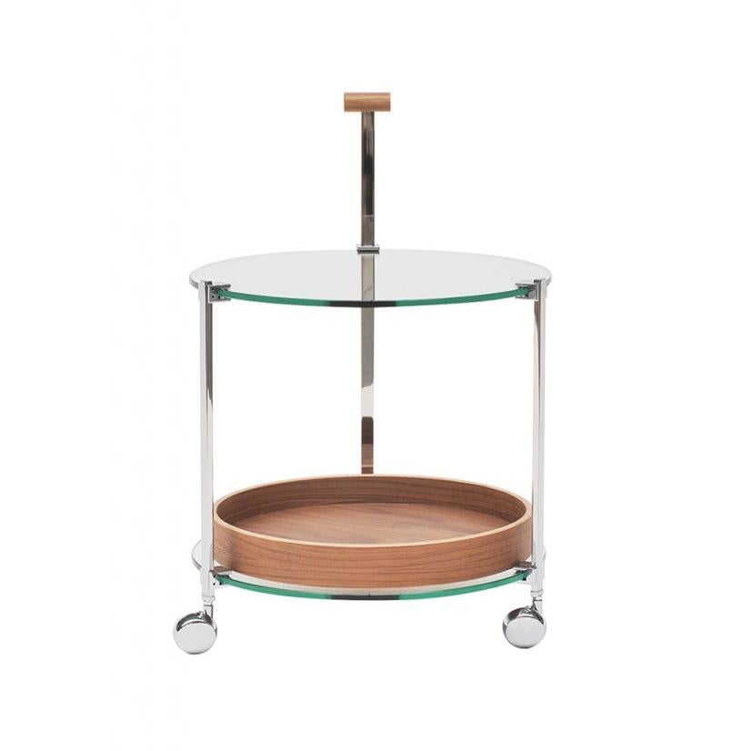 Dutch Peter Ghyczy Contemporary Tea Trolley Pioneer 'T79DS' Steel / Oak / Clear Glass