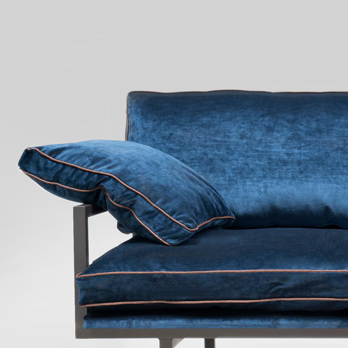 Dutch Peter Ghyczy Sofa Urban Brad 'GP01' Ristretto/ Royal Blue Fabric