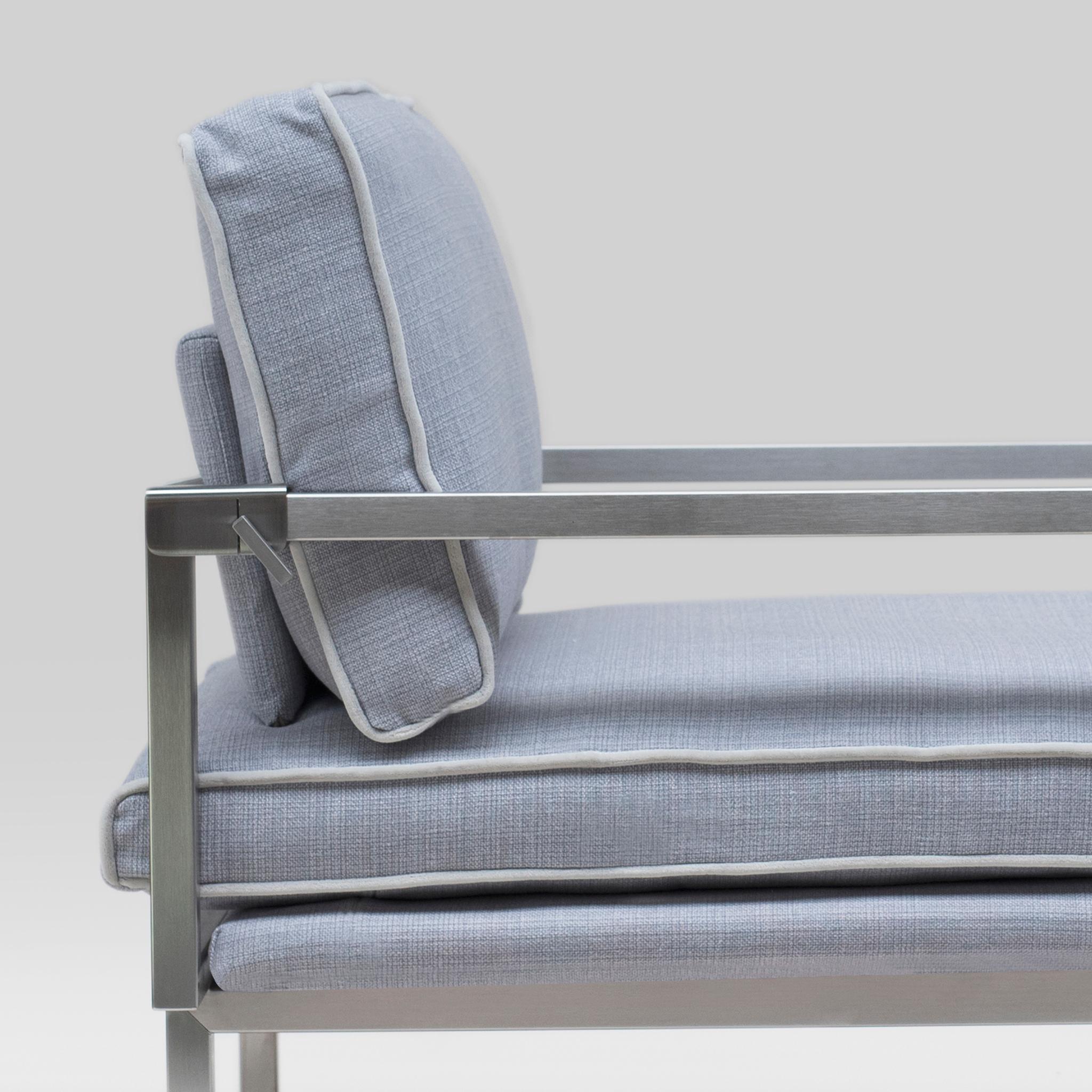 Modern Peter Ghyczy Armchair Urban Brad 'GP01' Stainless Steel Matt / Grey Fabric