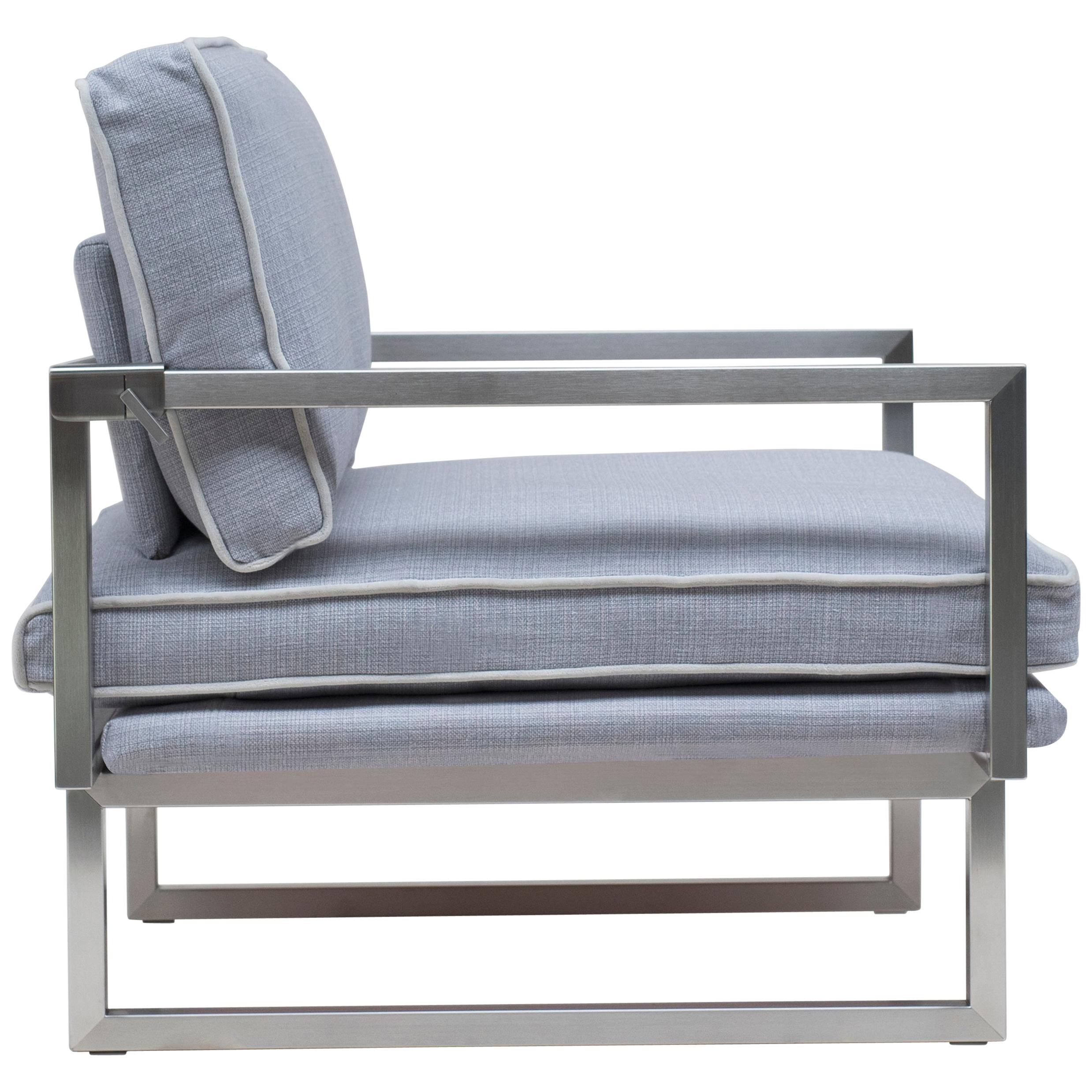 Peter Ghyczy Armchair Urban Brad 'GP01' Stainless Steel Matt / Grey Fabric