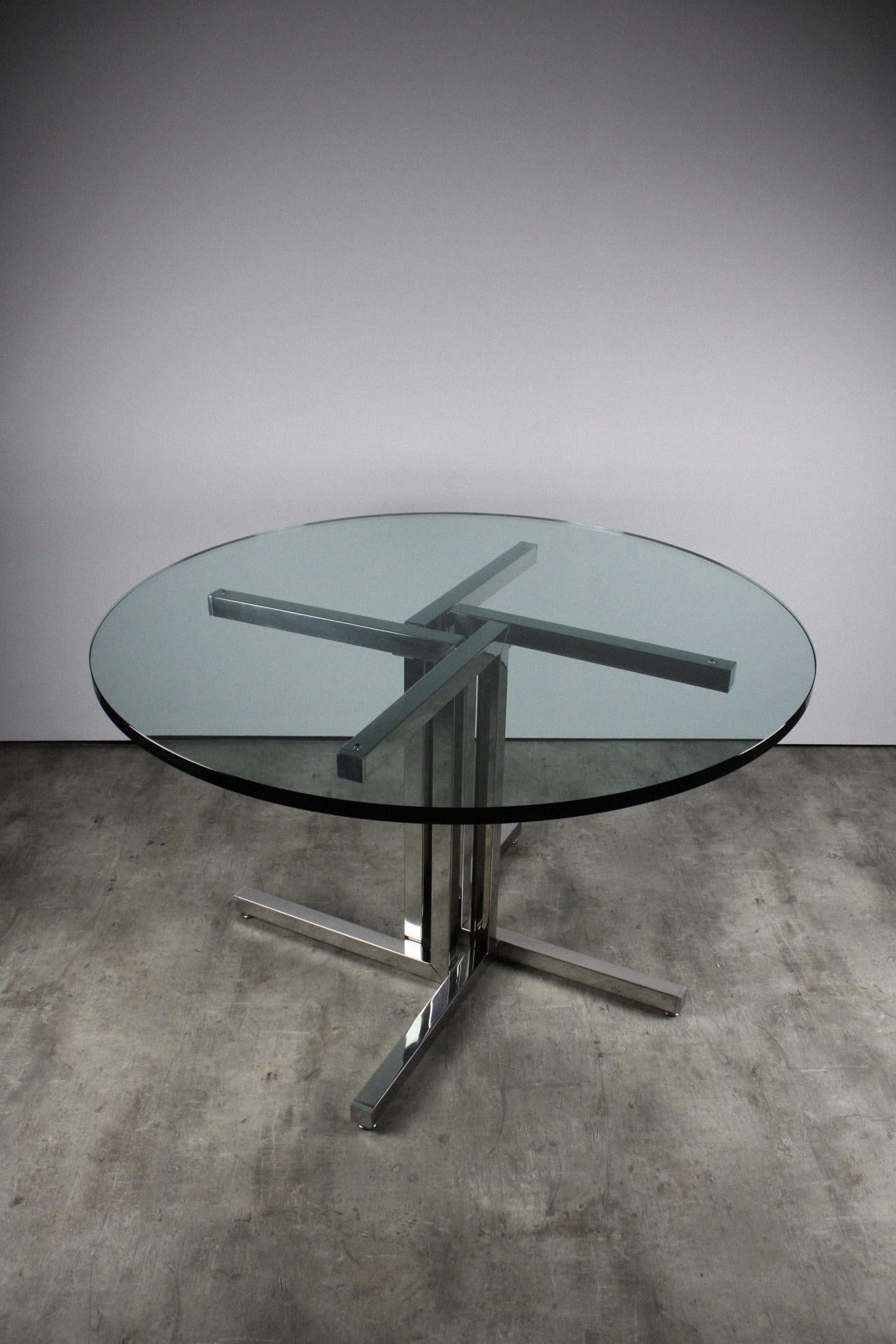 Space Age Peter Ghyczy Dining Table 1970's Vintage Oval Chrome Smoked Glass Hungary For Sale