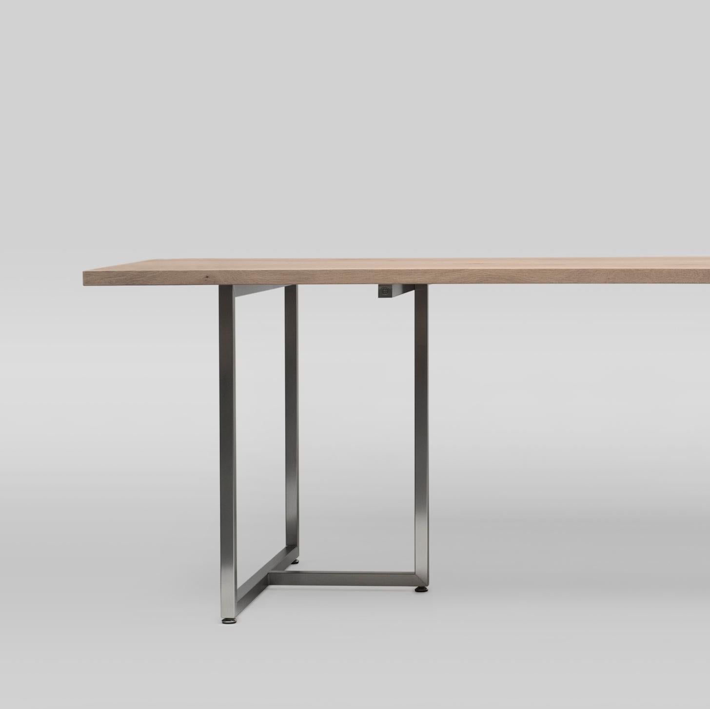 Minimalist Peter Ghyczy Dining Table Jack ‘T3456’ Steel / Oak Latte